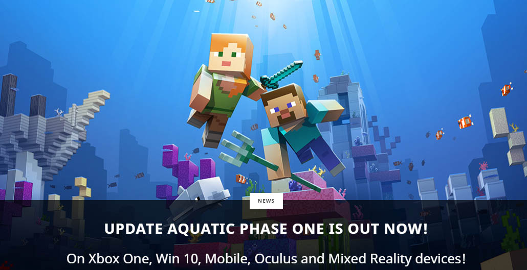 Minecraft Update Aquatic (Fase 1) disponibile su Xbox One 