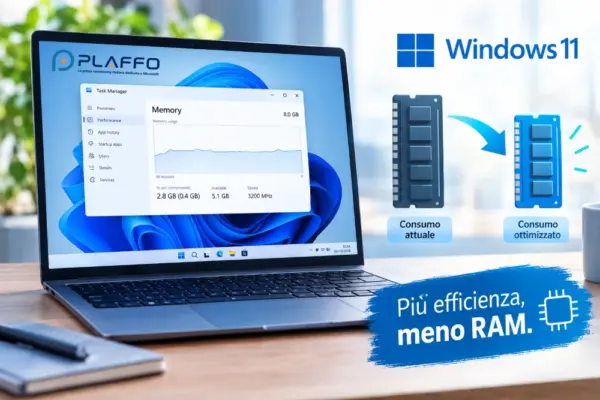 Microsoft vuole ridurre il consumo di RAM di Windows 11
